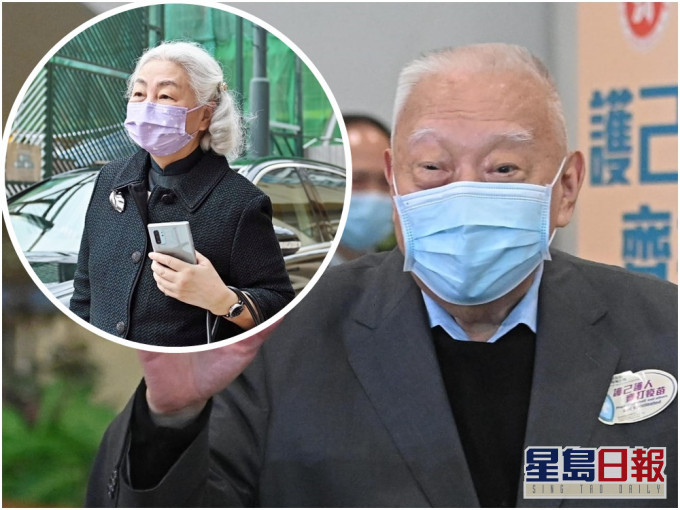 董建華和梁愛詩(小圖)到中央圖書館接種中心接種疫苗。