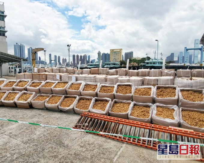 行动检获1060箱共重34吨花旗参,是本港历来最大宗花旗参走私案。