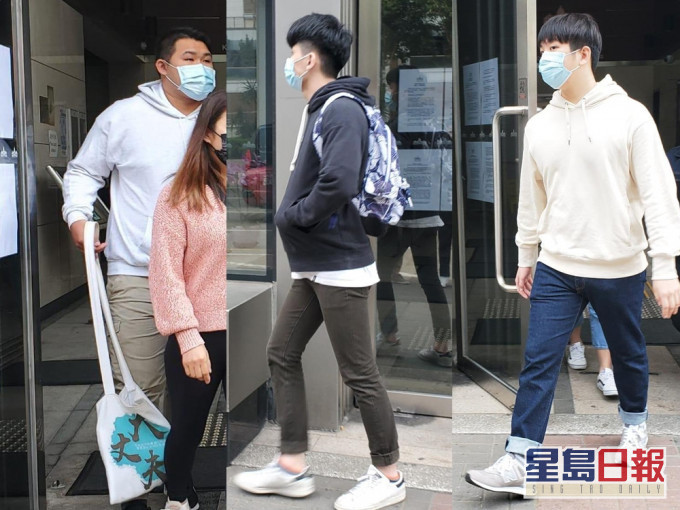 左起:首被告鄺偉邦、第三被告黃俊燁、次被告余昕鈺。