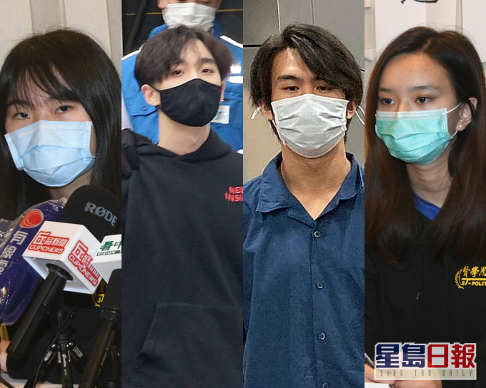 左起:被告朱慧盈、被告王逸戰、被告陳枳森、被告黃沅琳。 資料圖片