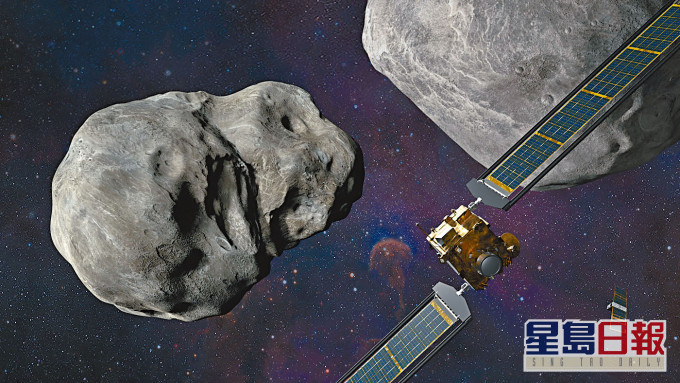NASA的繪圖顯示飛行器撞向「雙生小行星65803」。