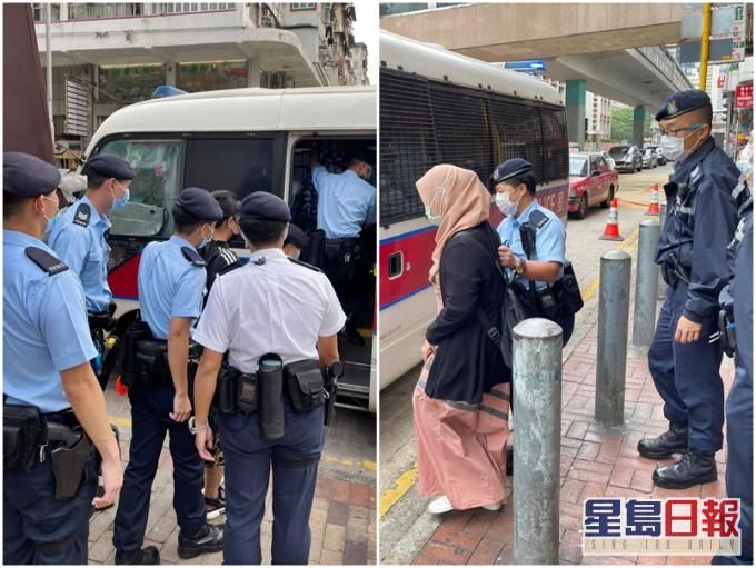 政府昨日跨部門在西九龍區進行反非法勞工聯合行動,拘捕20人。警方圖片