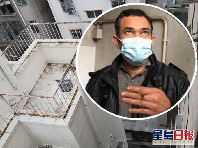 印度男子讲述跳过邻厦保命情况。 林思明摄