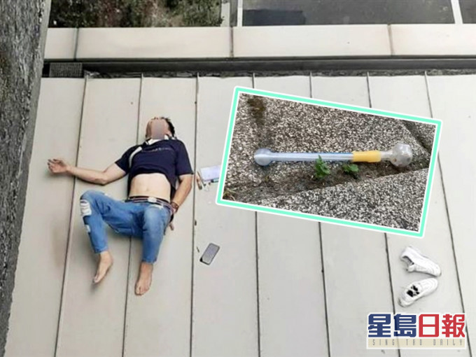 台灣一名男子因怕被警方發現自己吸毒，竟將吸毒工具丟下行車天橋，並自行跳橋。網上圖片