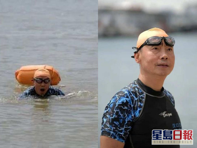 新冠重症患者王雙寧康復後,橫渡長江打破個人紀錄。(網圖)