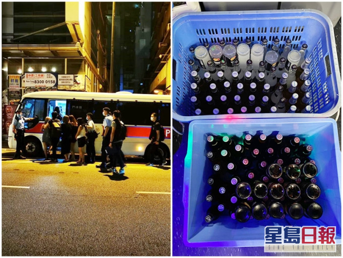 警方于行动中共拘捕10人,包括一名女负责人,并检获150支酒及两个保温冰箱。警方图片