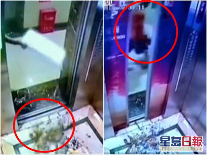闭路电视拍下缺德男住户的所作所为。网图