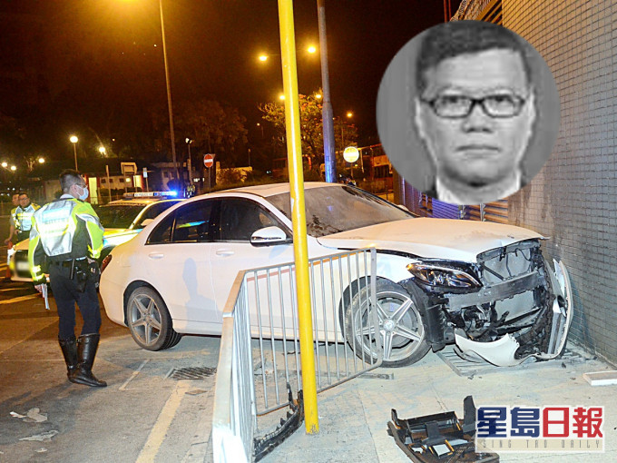 觀塘一輛私家車失控撞欄撼牆,司機李國安(小圖)送院不治。