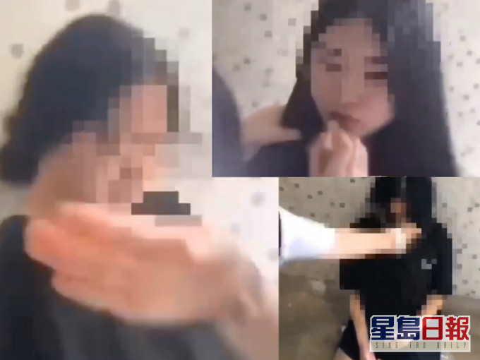 少女被人掌掴辱骂。影片截图