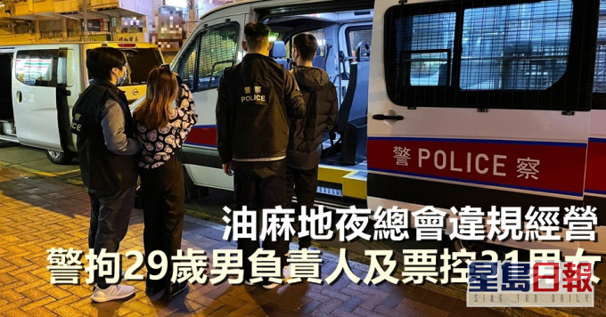 警方拘捕一名29歲姓李男負責人,以及一名被通緝的19歲姓馬女子。警方圖片