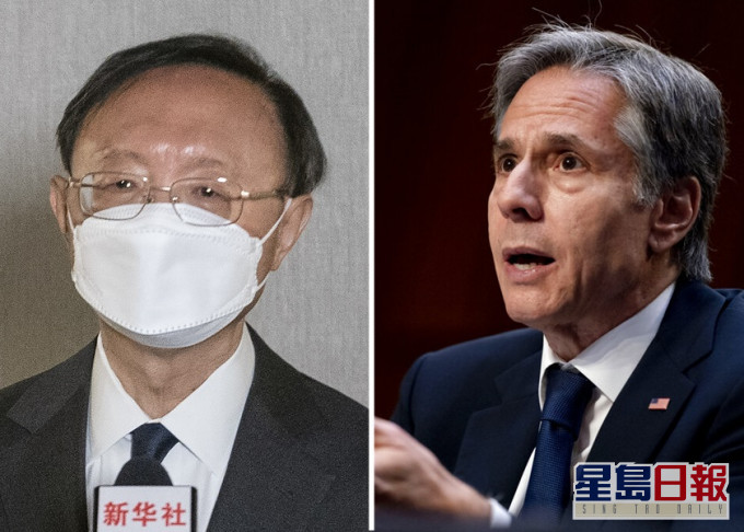 楊潔篪(左)與布林肯(右)通電話,期間談到多項議題。新華社、AP資料圖片