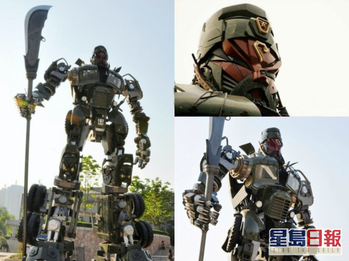 赤壁景区现变形金刚版关公雕像引争议,有人支持,有人反对。(网图)