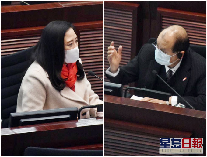 葛珮帆(左)問及英國變種毒株問題,張建宗(右)表示關注。
