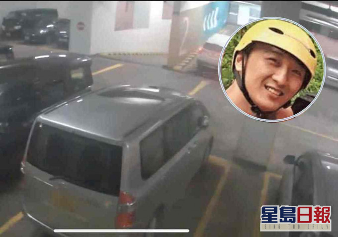 影片段見周墮樓前一刻 白色車及踩單車男逆線由2樓走上3樓。