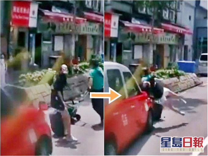 该名女子被的士撞倒。警方影片截图