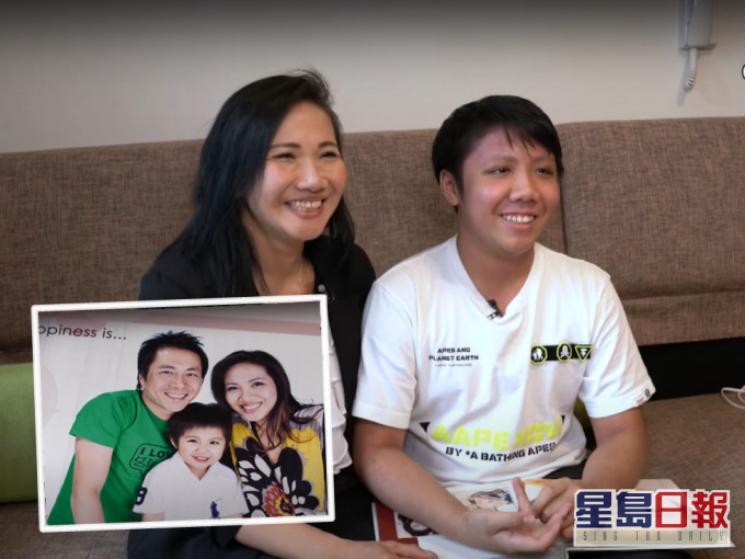 邓景辉妻子Connie及儿子谦谦。有线电视影片截图