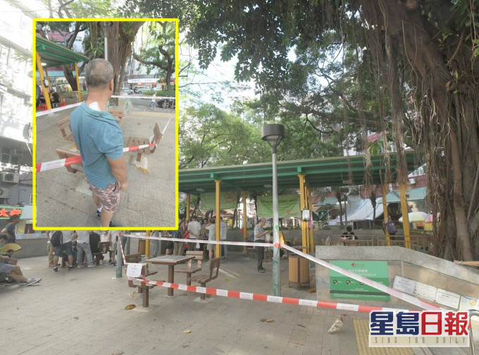 其中一名被枯枝击中的
男子,膊头受伤。