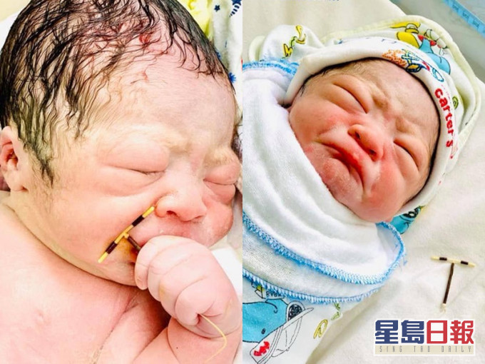 嬰孩握著竹蜻蜓出世。網圖