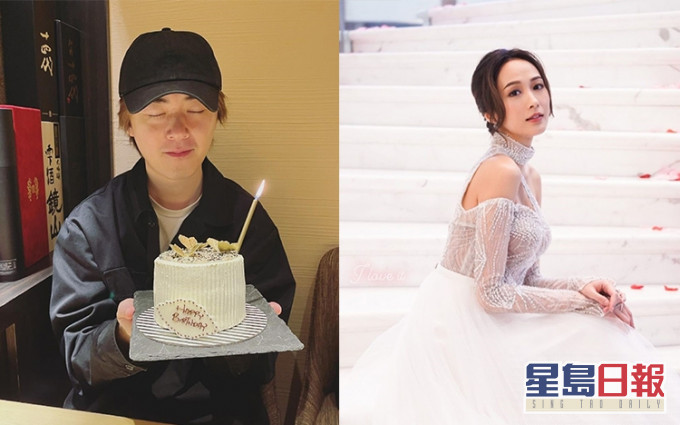 今日是Ken的34歲生日 ，他在網上分享捧蛋糕相，而舊愛湯怡則再分享婚紗相哂幸福。