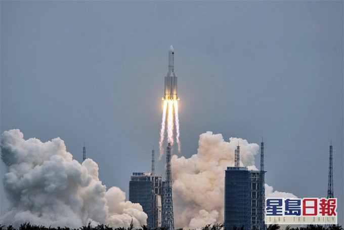 長征五號B火箭是在上月底發射升空。資料圖片
