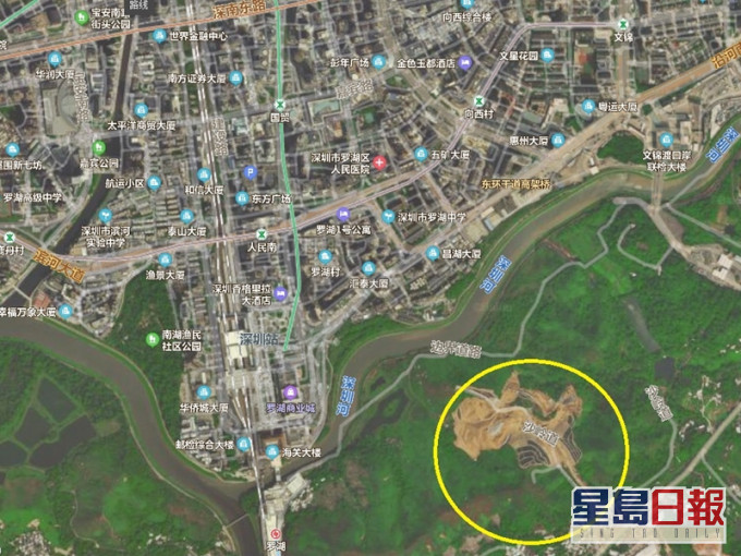 港府正在沙岭兴建骨灰龛位。百度地图截图