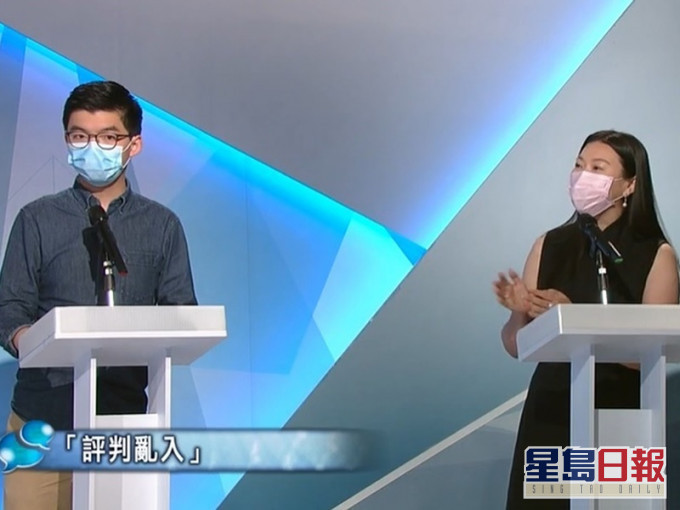 黃之鋒與林琳辯論。港台圖片