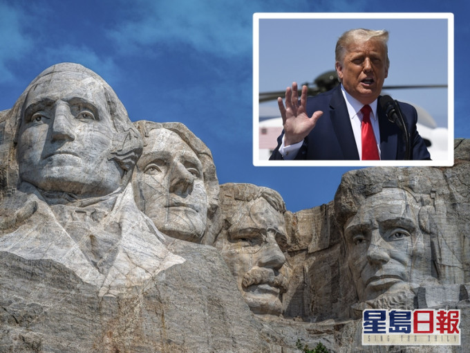 美媒指特朗普曾說自己有個夢想就是見到總統山有他的雕像。 AP/Unslpash圖片