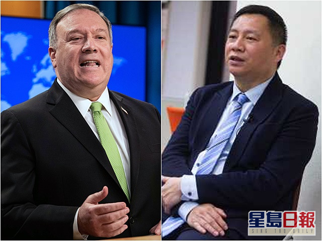 蓬佩奧(左)罕有地在國務院會見包括王丹等當年民運參與者。