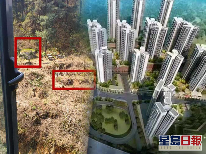 貴州一個新樓盤的業主收樓時發現望出去看到一個個墳墓,但在售樓說明書中未有標示。(網上圖片)