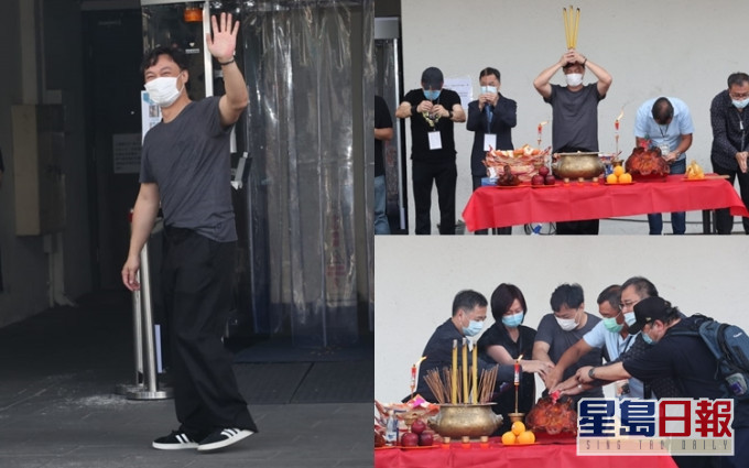 日落Part演唱会前,陈奕迅诚心拜神祈求一切顺利并开心同记者打招呼。