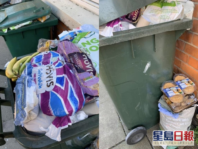 食物堆满垃圾桶。网图