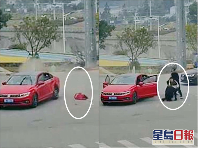 浙江一名女童因没系安全带被抛出车外，其母亲目睹后亦当场昏倒。网图