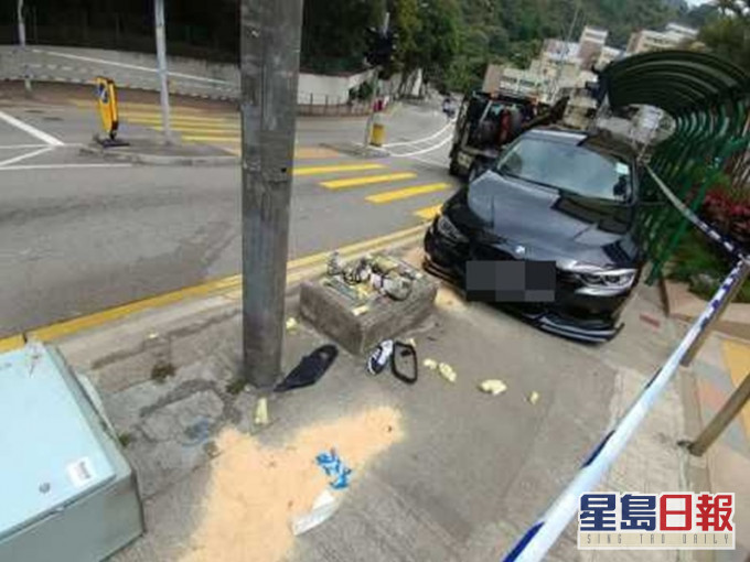 當日寶馬私家車剷上行人路撞傷少婦。資料圖片