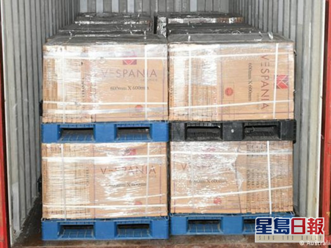 澳洲警方在貨櫃箱內搜到重達450公斤海洛英。Australian Federal Police