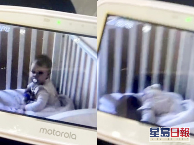 Emelia聽到媽媽聲音,瞬間倒在棉被上「裝睡」。網上影片截圖