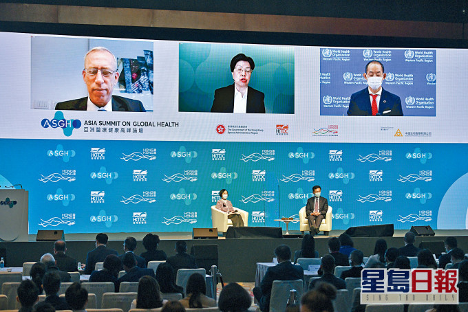 陳馮富珍(中)在視像會議中表示,打敗疫情關鍵是提升全球疫苗接種。