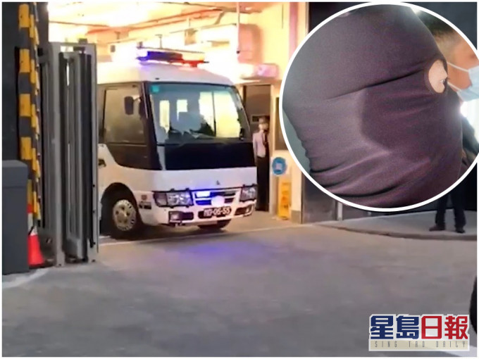 涉案人士怀疑在其中一辆监狱车辆上。网上截图(小图为被捕人士。资料图片)