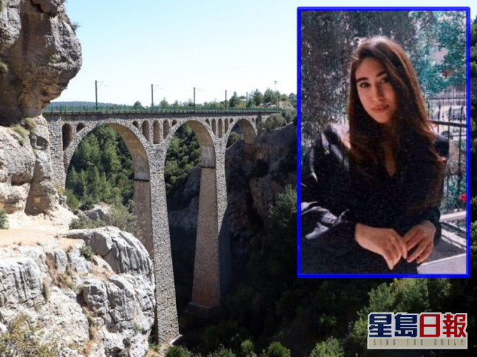 瓦爾達高架橋景色秀麗,小圖為墮崖女子。