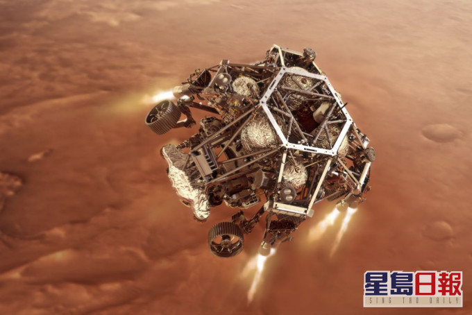 國火星探測器毅力號經歷「恐怖七分鐘」後成功著陸火星。AP圖片