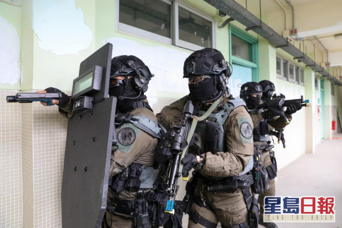 警方全副裝備演習。警方FB圖片