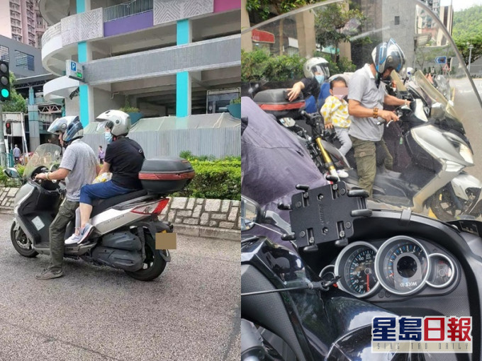 幼童无戴头盔,男子也没有佩戴口罩。FB图