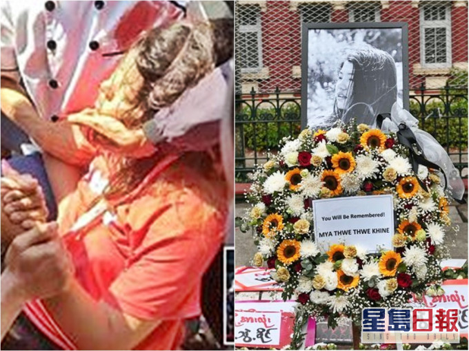 緬甸20歲少女早前中槍,今證實不治。網圖