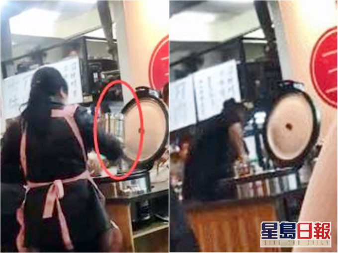 長沙飯店將客人吃剩的飯倒回電飯煲重用惹議。網圖