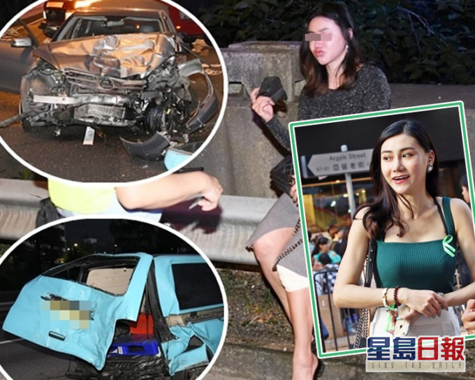 30歲女司機未能通過酒精呼氣測試。據悉，被捕女子為模特兒蔡淽淇（右小圖資料圖片）。