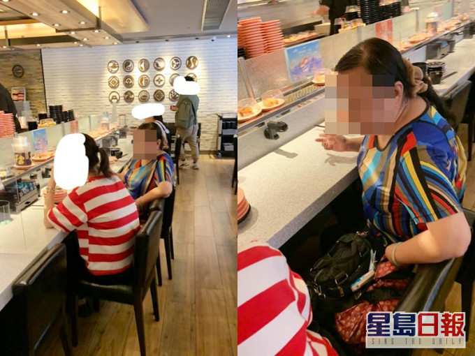 中年婦將食過壽司放回迴轉帶。Yi Shuk Ng圖片
