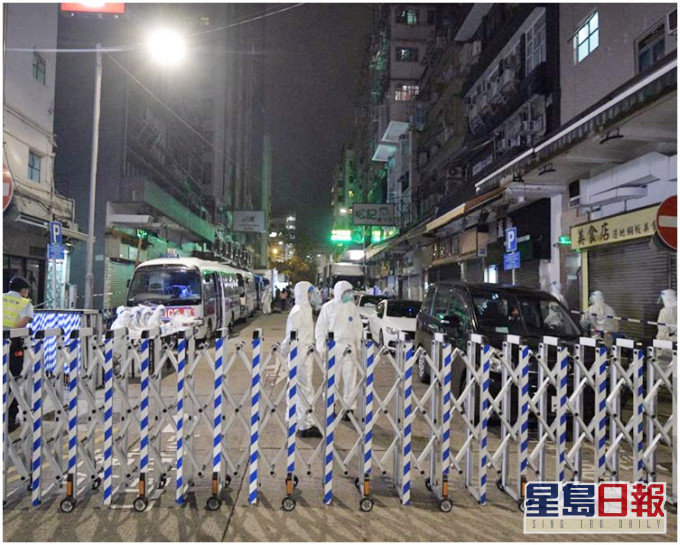 政府昨晩深夜突擊圍封伯嘉士大廈作強制檢測,無發現確診個案。