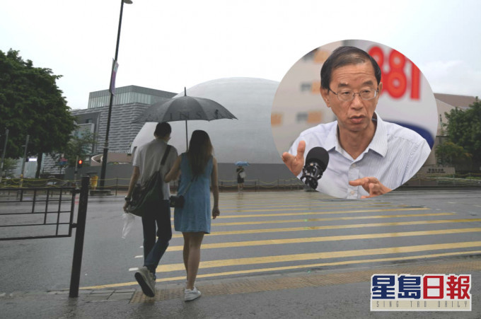 林超英（小图）解释这是香港六月典型的低压槽天气。资料图片