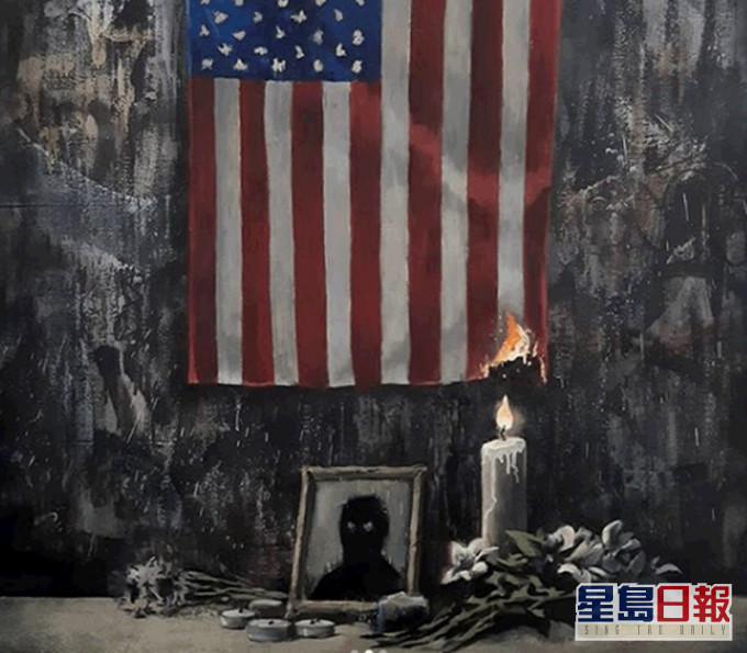班克西发布新作比喻美国种族问题燃起火苗。Ig