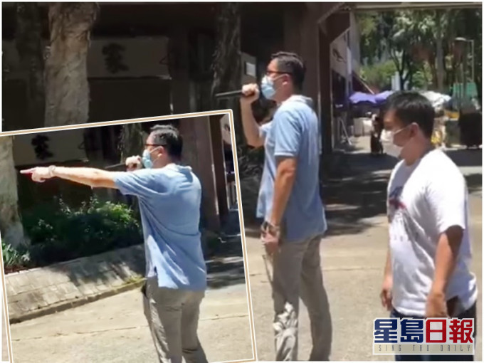 林卓廷趁警員返回警車時,以擴音器叫囂。「林卓廷 LAM CHEUK TING 」fb截圖