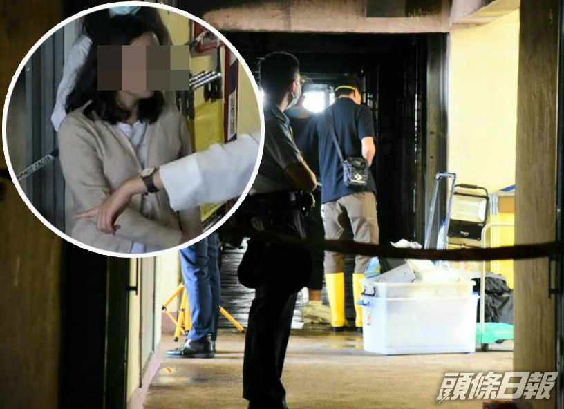 涉事女子今早返回起火現場,自稱是單位女戶主。